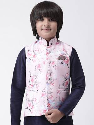 Multicolor printed silk blend boys-nehru-jacket 1