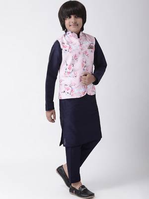 Multicolor printed silk blend boys-nehru-jacket 4