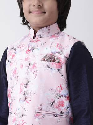 Multicolor printed silk blend boys-nehru-jacket 5