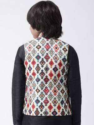 Multicolor printed silk blend boys-nehru-jacket 3