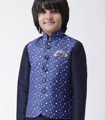 Multicolor printed silk blend boys-nehru-jacket