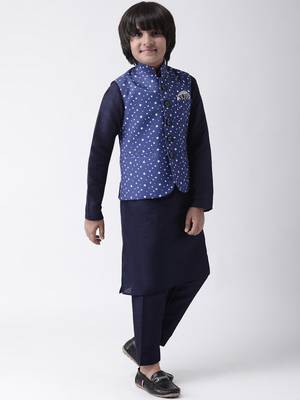 Multicolor printed silk blend boys-nehru-jacket 4