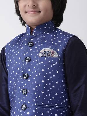Multicolor printed silk blend boys-nehru-jacket 5