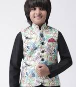 Multicolor printed silk blend boys-nehru-jacket