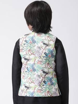 Multicolor printed silk blend boys-nehru-jacket 3
