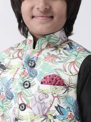 Multicolor printed silk blend boys-nehru-jacket 5