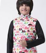 Multicolor printed silk blend boys-nehru-jacket