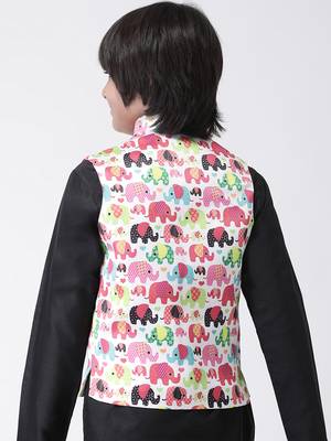 Multicolor printed silk blend boys-nehru-jacket 3