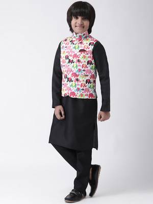 Multicolor printed silk blend boys-nehru-jacket 4