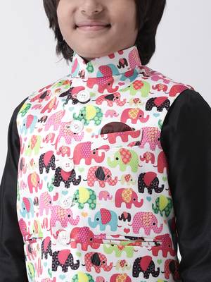Multicolor printed silk blend boys-nehru-jacket 5