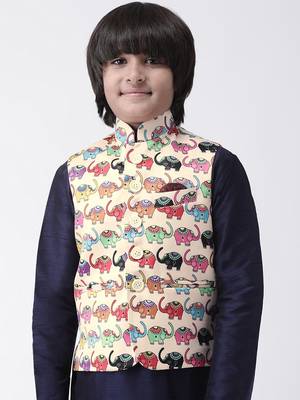 Multicolor printed silk blend boys-nehru-jacket 1