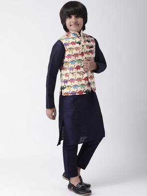 Multicolor printed silk blend boys-nehru-jacket 4