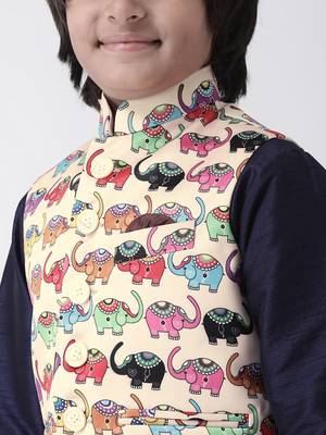 Multicolor printed silk blend boys-nehru-jacket 5