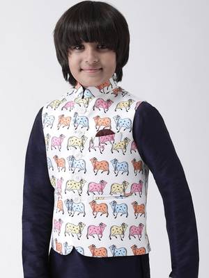 Multicolor printed silk blend boys-nehru-jacket 2