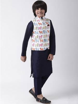 Multicolor printed silk blend boys-nehru-jacket 4