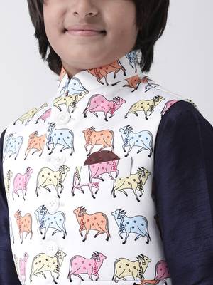 Multicolor printed silk blend boys-nehru-jacket 5