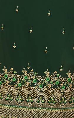 Dark Green Georgette Heavy Embroidered Women's Semi-stitched Salwar Suit 5
