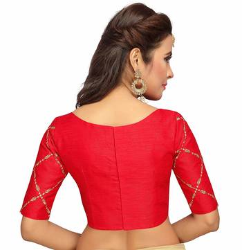 Red Designer Sleeve Heavy Embroidered Work Readymade Blouse 3