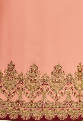 Peach Georgette Heavy Embroidered Women's Semi-stitched Salwar Suit 5