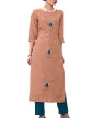Dusty Peach Colour Dola Silk Kurti set