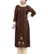 Dark Brown ColourTussar Satin Kurti set