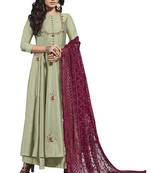 Light Pista Green Colour Satin Kurti set