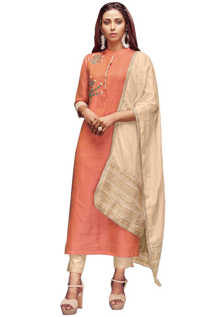 Orange Colour Banarasi Silk Kurti set Anyuka 3302127