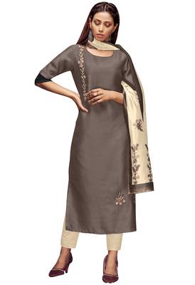 Brown Colour Silk Kurti set 1