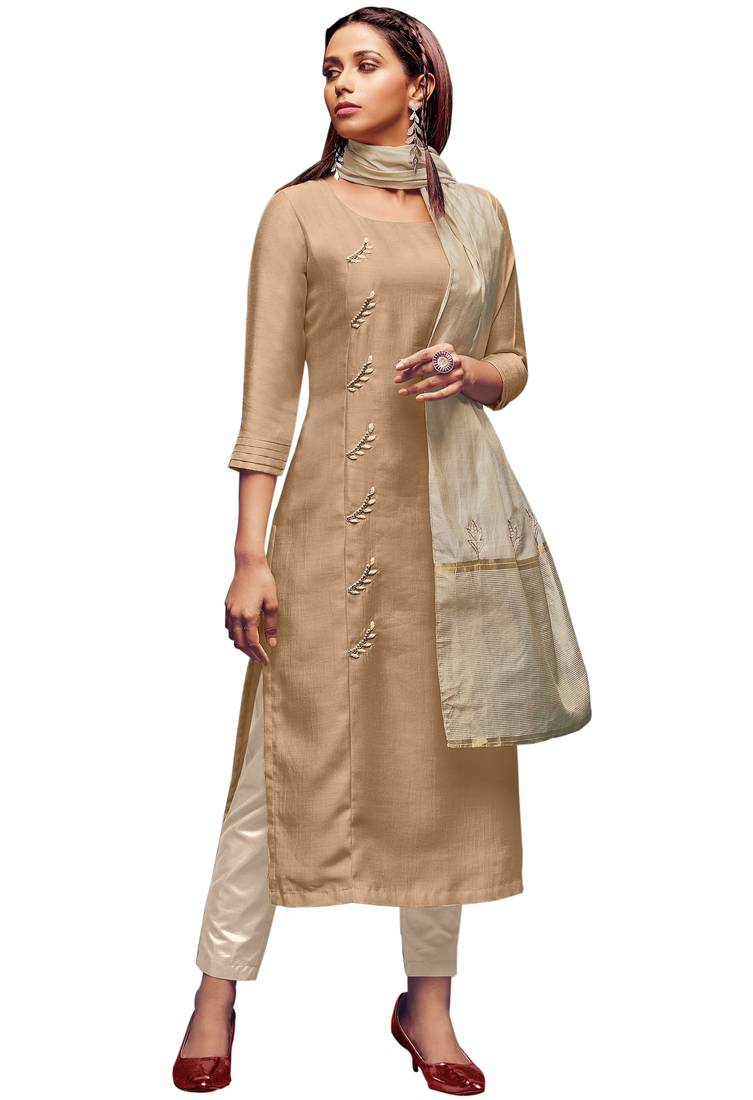Beige Colour Silk Kurti set
