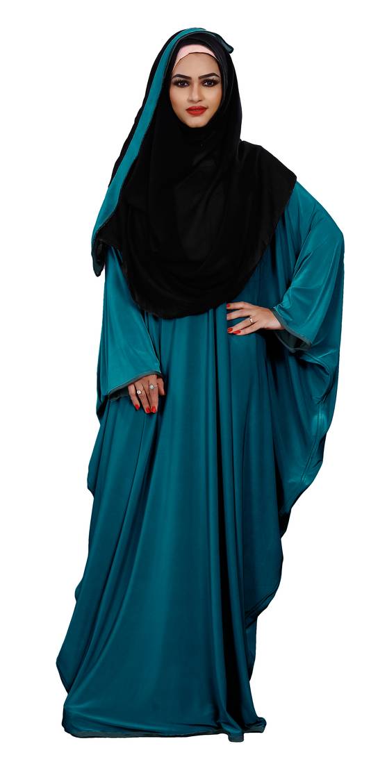 Justkartit Women's Casual Wear Plain 2 Way Wearable Lycra Abaya Burkha (Aqua)