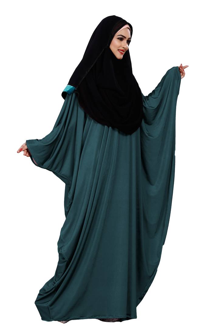 Justkartit Women's Casual Wear Plain 2 Way Wearable Lycra Abaya Burkha (Aqua)
