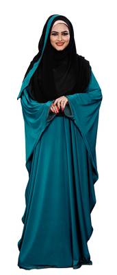 Justkartit Women's Casual Wear Plain 2 Way Wearable Lycra Abaya Burkha (Aqua) 4