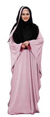 Justkartit Women's Outdoor Wear Plain 2 Way Wearable Lycra Abaya Burkha (Baby Pink) 2