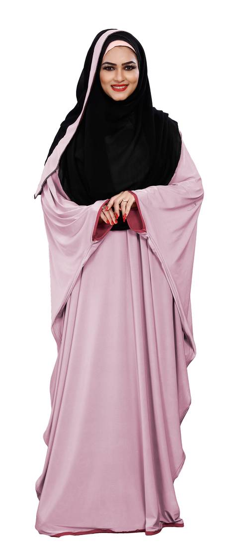 Justkartit Women's Outdoor Wear Plain 2 Way Wearable Lycra Abaya Burkha (Baby Pink)