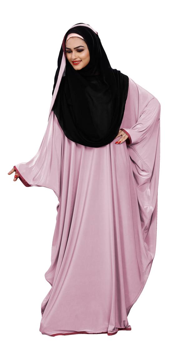 Justkartit Women's Outdoor Wear Plain 2 Way Wearable Lycra Abaya Burkha (Baby Pink)