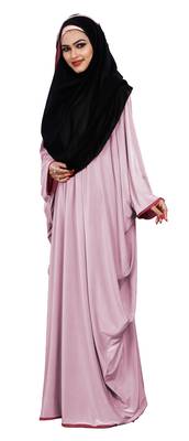 Justkartit Women's Outdoor Wear Plain 2 Way Wearable Lycra Abaya Burkha (Baby Pink) 5