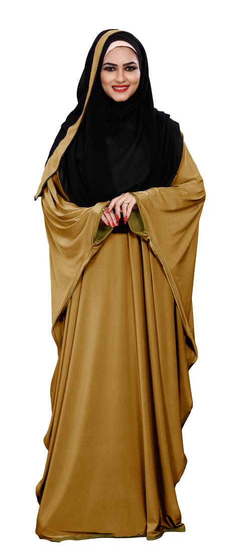 Justkartit Women's Casual Wear Plain 2 Way Wearable Lycra Abaya Burkha (Mustard)