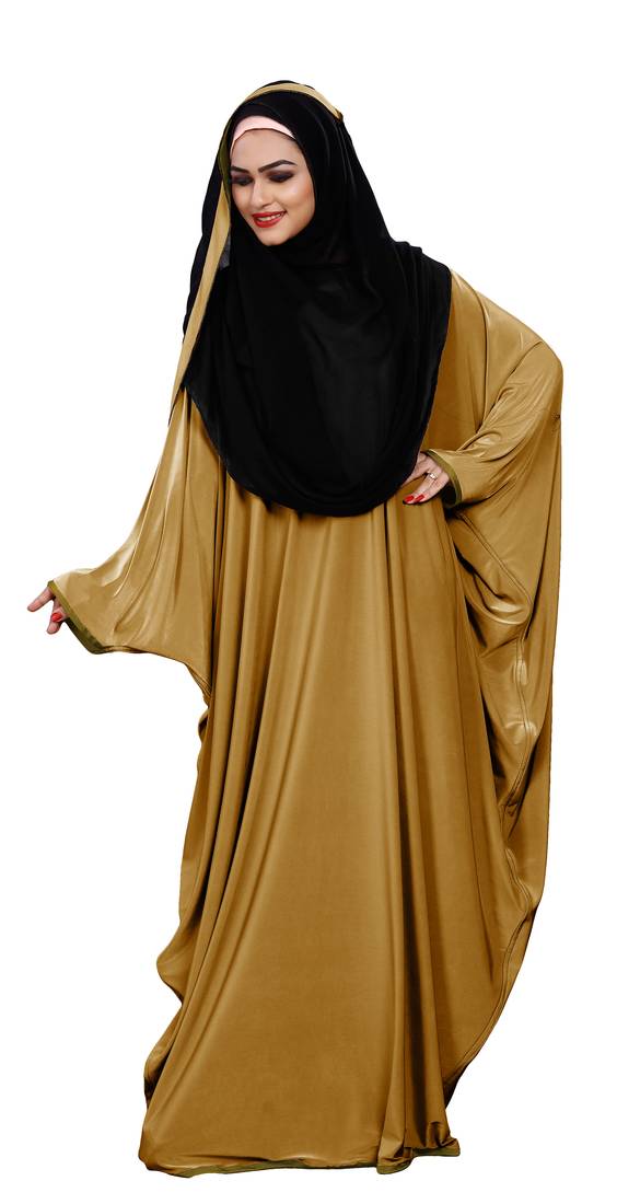 Justkartit Women's Casual Wear Plain 2 Way Wearable Lycra Abaya Burkha (Mustard)