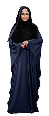 Justkartit Plain 2 Way Wearable Lycra Abaya Burkha For Women (Navy Blue) 2