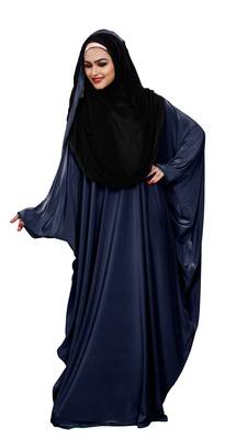 Justkartit Plain 2 Way Wearable Lycra Abaya Burkha For Women (Navy Blue) 3
