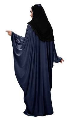 Justkartit Plain 2 Way Wearable Lycra Abaya Burkha For Women (Navy Blue) 4
