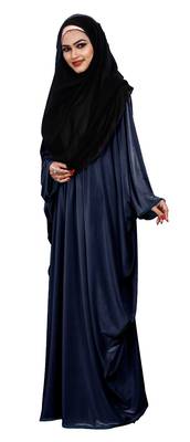 Justkartit Plain 2 Way Wearable Lycra Abaya Burkha For Women (Navy Blue) 5
