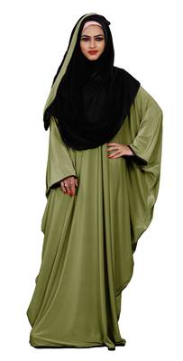 Justkartit Outdoor Wear Plain 2 Way Wearable Lycra Abaya Burkha For Women (Olive) 1