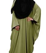 Justkartit Outdoor Wear Plain 2 Way Wearable Lycra Abaya Burkha For Women (Olive)
