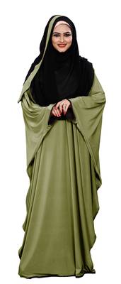 Justkartit Outdoor Wear Plain 2 Way Wearable Lycra Abaya Burkha For Women (Olive) 2