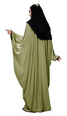 Justkartit Outdoor Wear Plain 2 Way Wearable Lycra Abaya Burkha For Women (Olive) 4