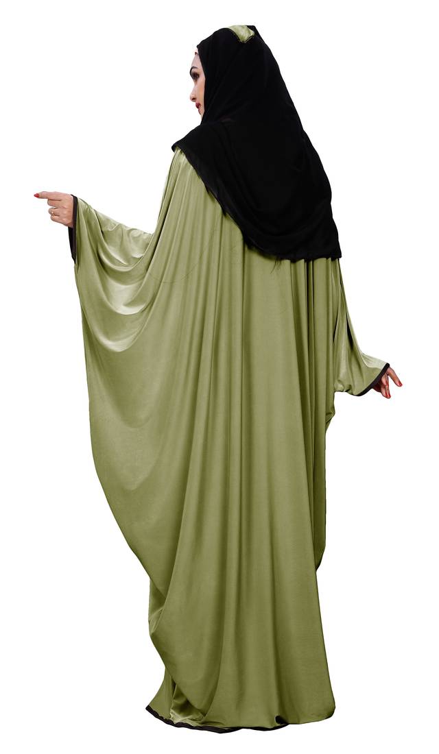 Justkartit Outdoor Wear Plain 2 Way Wearable Lycra Abaya Burkha For Women (Olive)