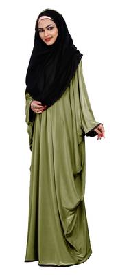 Justkartit Outdoor Wear Plain 2 Way Wearable Lycra Abaya Burkha For Women (Olive) 5