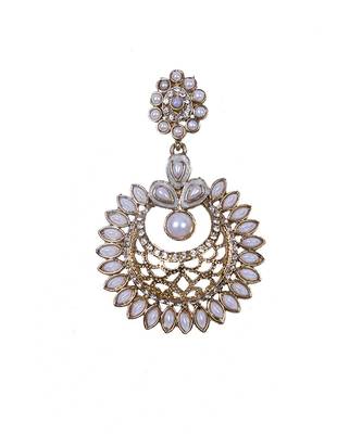 White Gold Pearls Studded Designer Contemeporary Earrings 2