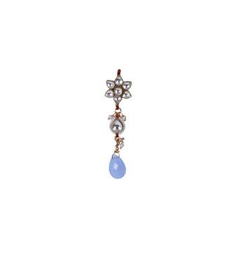 Dull Gold Purple Floral Kundan Pearl Earrings 2